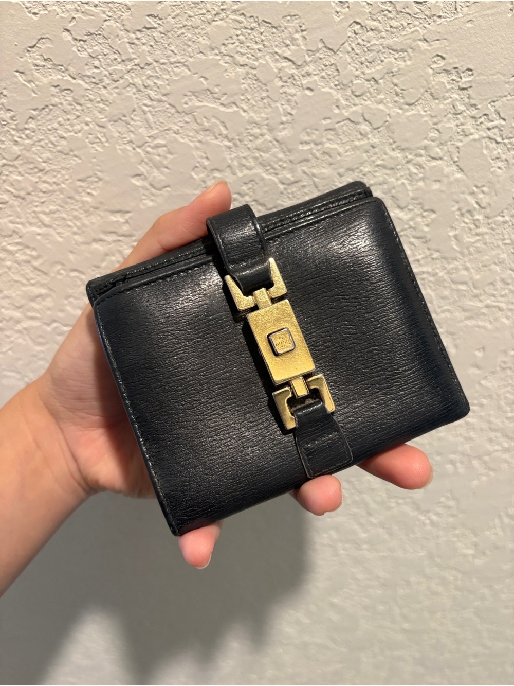 Gucci Black Leather Women's Wallet with Gold Hardware